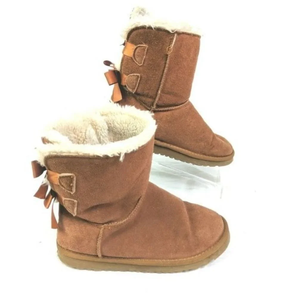 Ugg Bailey Boots Womens‎ 7 Brown Suede Leather Wool Lined Pull On